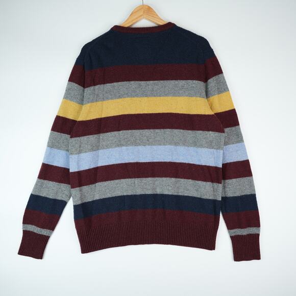 American Eagle Sweater Mens XL Athletic Fit Striped Wool Blend Cozy Gorpcore - Picture 2 of 8